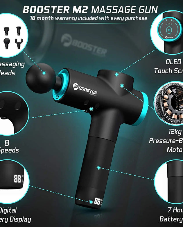 Booster M2-B 24V Muscle Massage Gun AI-Hit Neck Muscle Massager Fascial Gun Pain Therapy for Body Massage Relaxation Pain Relief