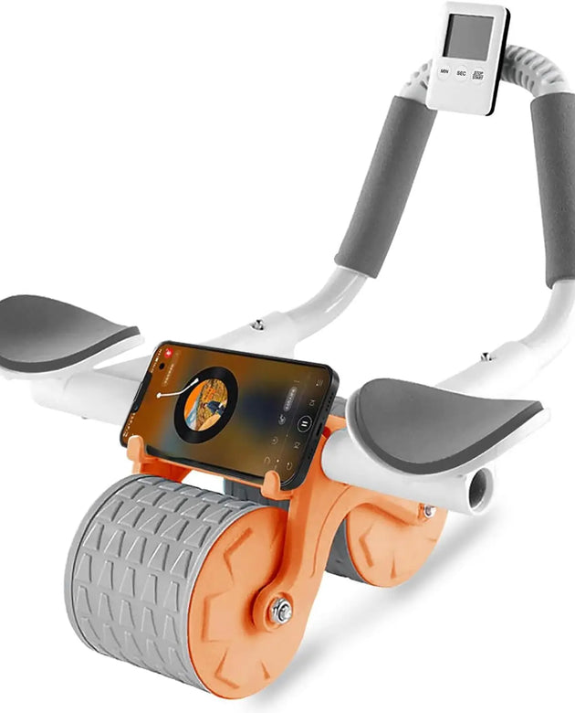 New Ab Roller Wheel with Knee Mat & Timer Automatic Rebound Abdominal Exercise Roller with Elbow Support